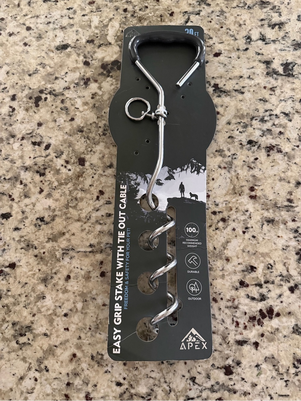 Apex Black & Silver Easy Grip Tie-Out Stake